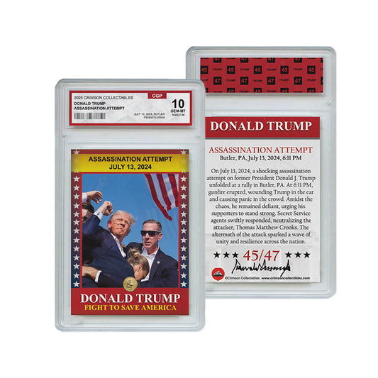 Donald Trump Trading Card - 3D Assassination Attempt - Gem Mint Graded 3D Collectable Card