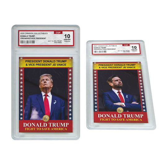 5 x Donald Trump Trading Card - 3D Donald Trump/JD Vance- Gem Mint Graded 3D Collectable Card