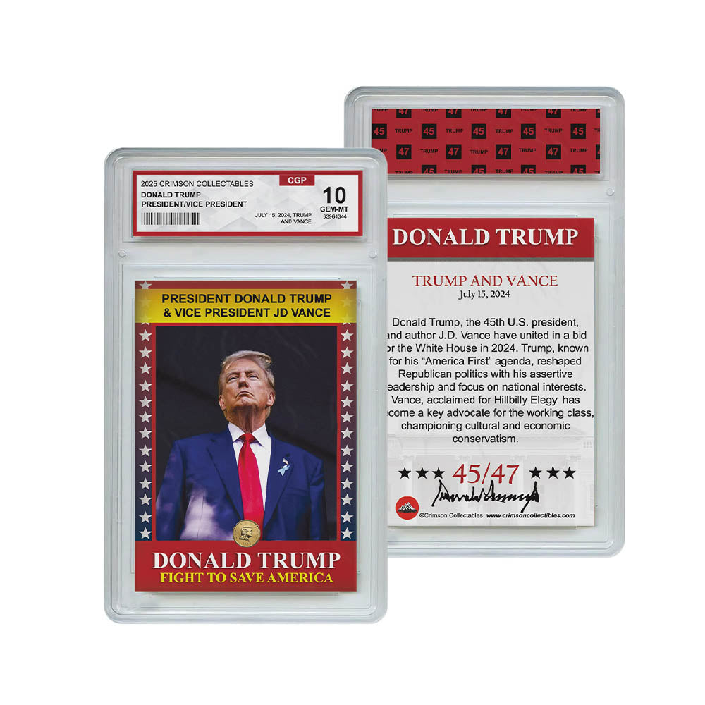 Donald Trump Trading Card - 3D Donald Trump/JD Vance- Gem Mint Graded 3D Collectable Card