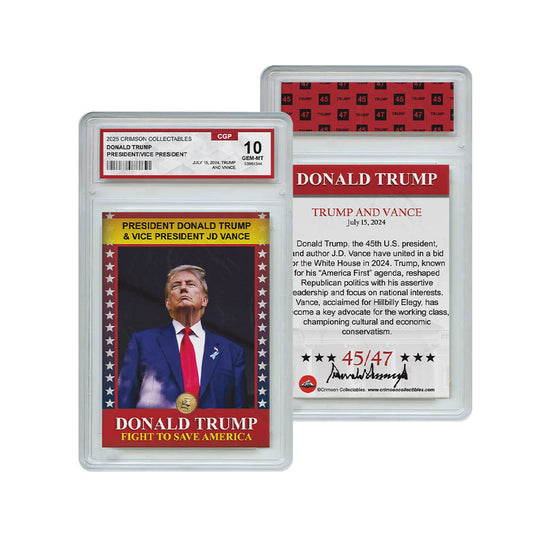 Donald Trump Trading Card - 3D Donald Trump/JD Vance- Gem Mint Graded 3D Collectable Card