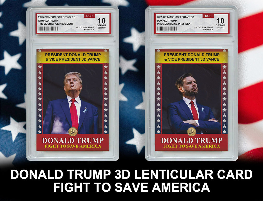 Donald Trump Trading Card - 3D Donald Trump/JD Vance- Gem Mint Graded 3D Collectable Card