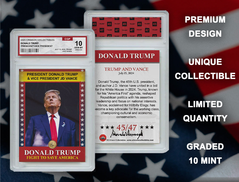 Donald Trump Trading Card - 3D Donald Trump/JD Vance- Gem Mint Graded 3D Collectable Card