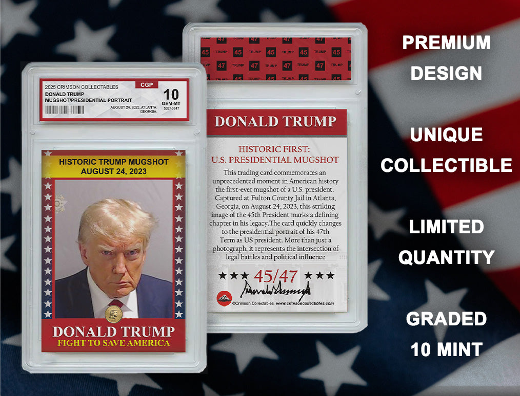 Donald Trump Trading Card - 3D Mugshot/Presidential Portrait - Gem Mint Graded 3D Collectable Card
