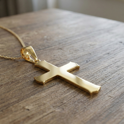 18K Gold Plated Cross Pendant Only – Solid Stainless Steel Religious Charm – Waterproof, Non-Tarnish Replacement Cross for Men & Women (No Chain Included)