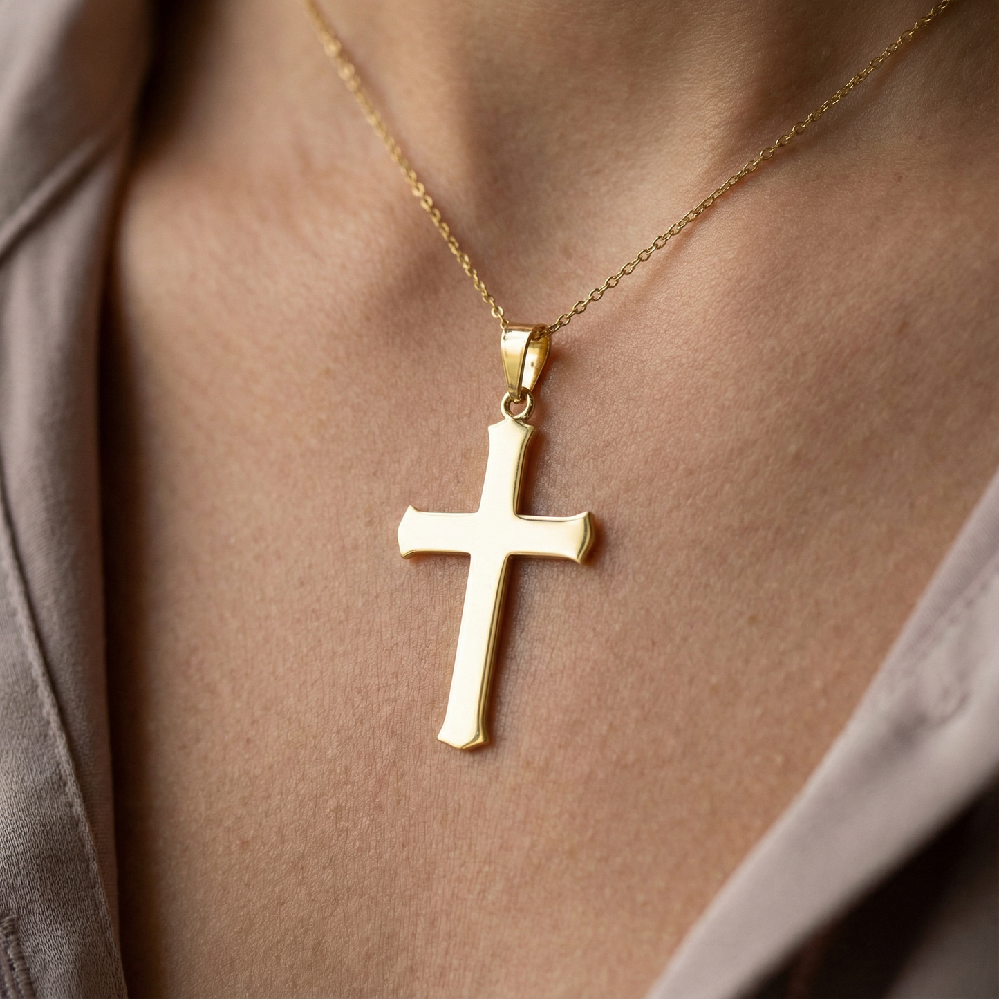 18K Gold Plated Cross Pendant Only – Solid Stainless Steel Religious Charm – Waterproof, Non-Tarnish Replacement Cross for Men & Women (No Chain Included)