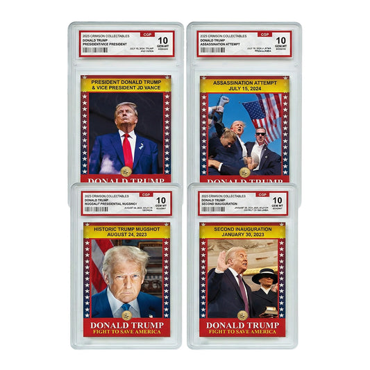 Full Collection 4 Donald Trump 3D Trading Cards - Gem Mint Graded 3D Collectable Cards