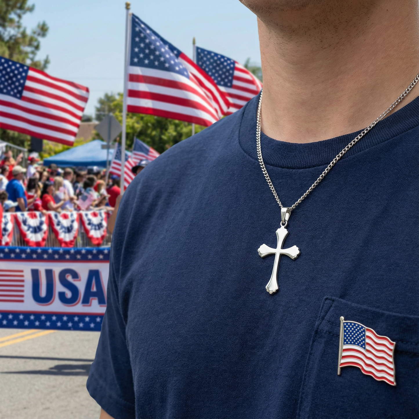 Stainless Steel Cross Pendant – Polished Plain Religious Cross – Christian Gift for Men & Women (Chain Not Included)