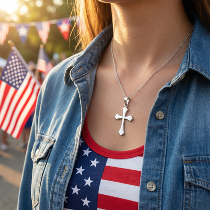 Stainless Steel Cross Pendant – Polished Plain Religious Cross – Christian Gift for Men & Women (Chain Not Included)