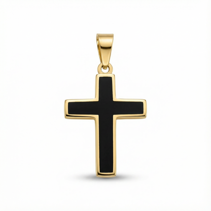 Cross Pendant for Men & Women – Matte Black and Gold Ion Plated Stainless Steel Cross Pendant – Durable, Waterproof, Religious Jewelry - (Chain Not Included)
