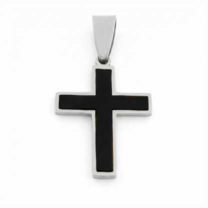 Cross Pendant for Men & Women – Matte Black Ion Plated Stainless Steel Cross Pendant with Modern Chain – Durable, Waterproof Jewelry - (Chain Not Included)