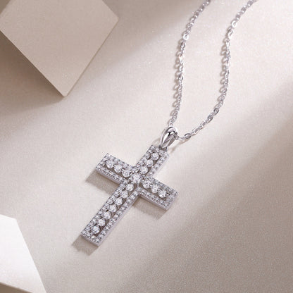 Shelter - Fashionable Jewelry Pendant Set With Moissanite S925 Sterling Silver And Platinum-plated Cross Diamond, Moissanite Silver Jewelry