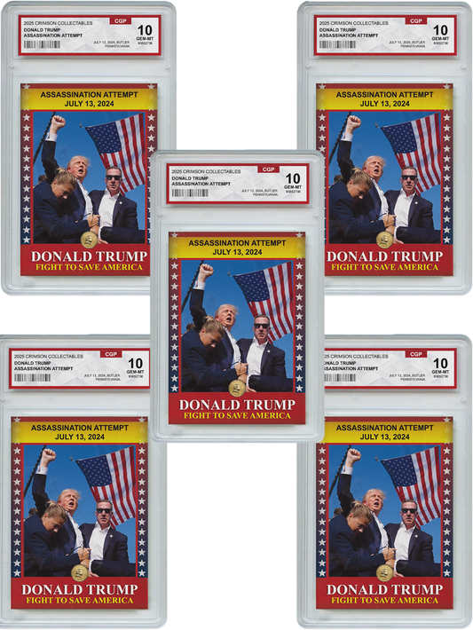 5 x Donald Trump Trading Card - 3D Assassination Attempt - Gem Mint Graded 3D Collectable Card