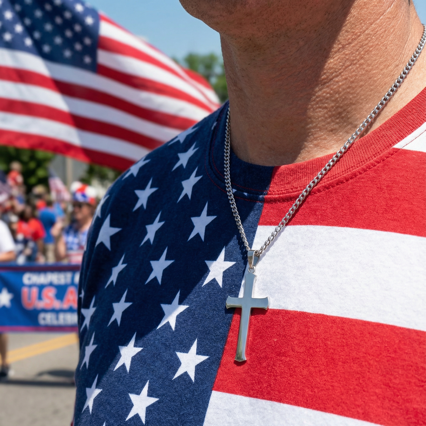 Christian Cross Pendant for Men & Women – Silver PVD Plated Stainless Steel Cross Pendant – Religious Faith Jewelry Gift for Husband or Wife - Chain Not Included