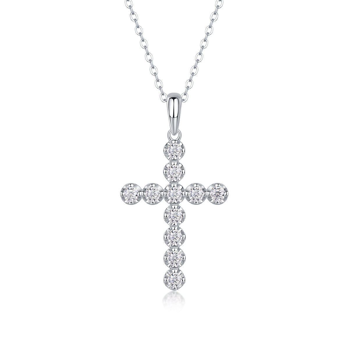 Entrust Luxury Fashion Diamond Pendant Necklace Set With Mosan Diamond Silver Ornaments