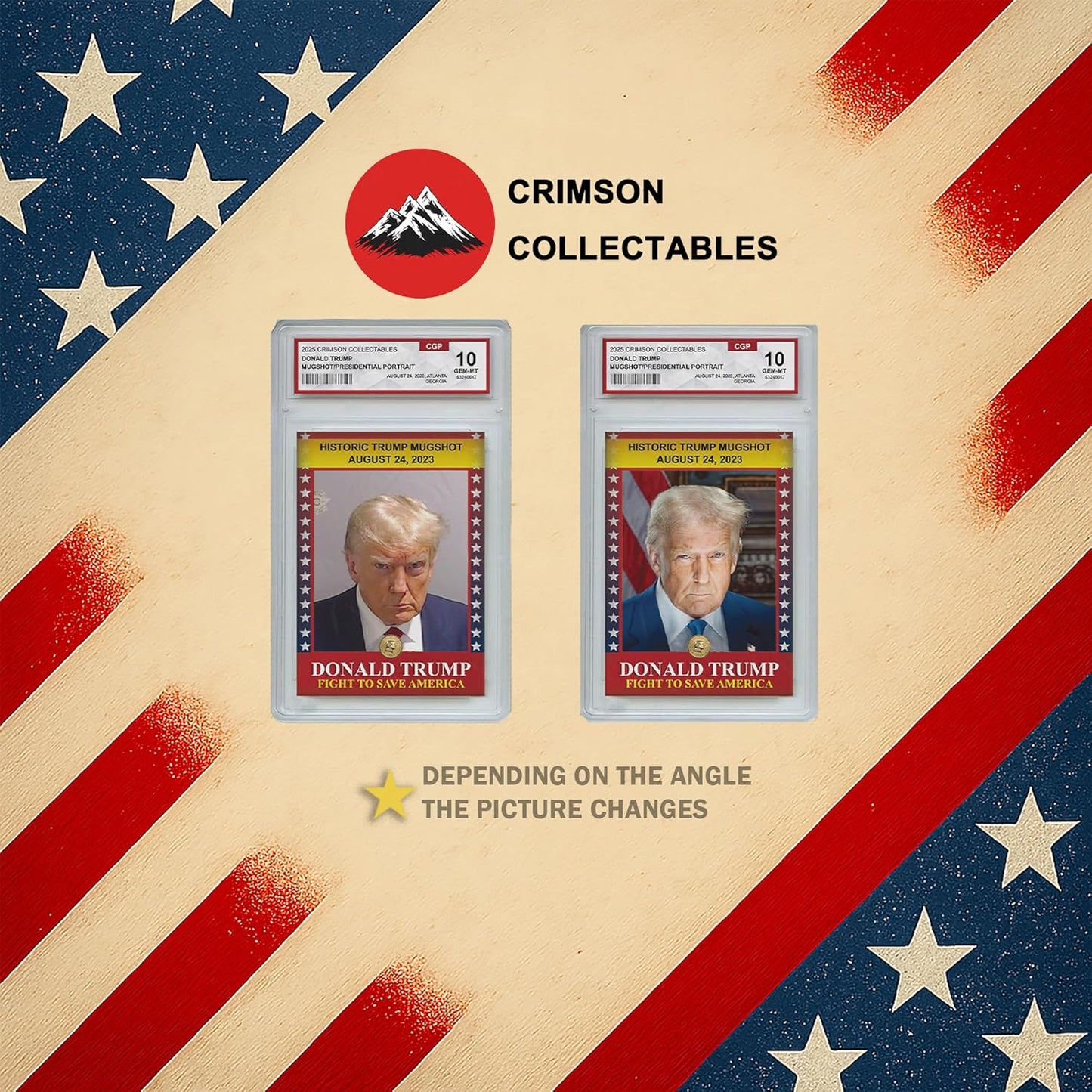 x2 Full Collection 4 Donald Trump 3D Trading Cards - Gem Mint Graded 3D Collectable Cards (TOTAL 8 CARDS)