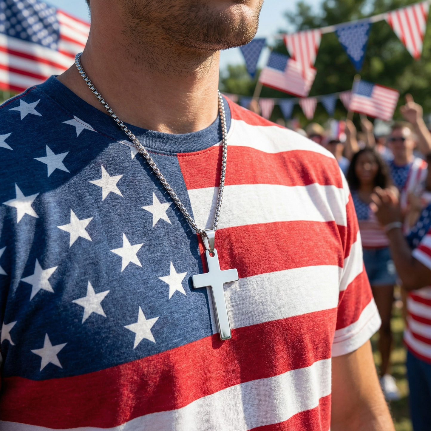 Christian Cross Necklace for Men & Women – 1 Inch Stainless Steel Pendant, Rounded Box Chain – Waterproof, Hypoallergenic Religious Jewelry Gift
