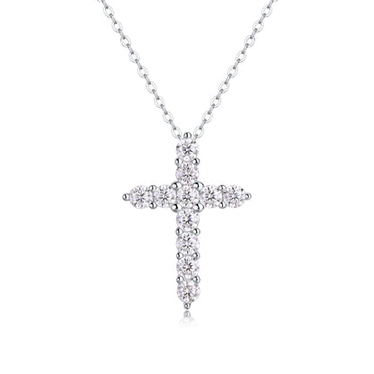 Faith Luxury Fashion Diamond Pendant Necklace Set With Mosan Diamond Silver Ornaments