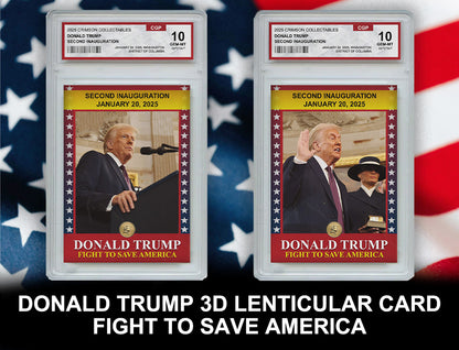 Donald Trump Trading Card - 3D Inauguration - Gem Mint Graded 3D Collectable Card