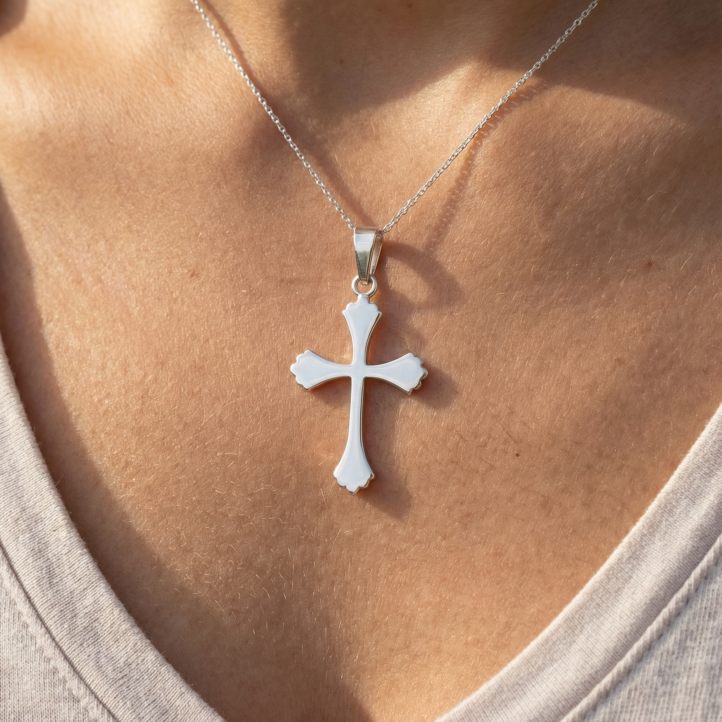 Stainless Steel Cross Pendant – Polished Plain Religious Cross – Christian Gift for Men & Women (Chain Not Included)