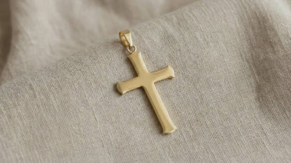18K Gold Plated Cross Pendant Only – Solid Stainless Steel Religious Charm – Waterproof, Non-Tarnish Replacement Cross for Men & Women (No Chain Included)